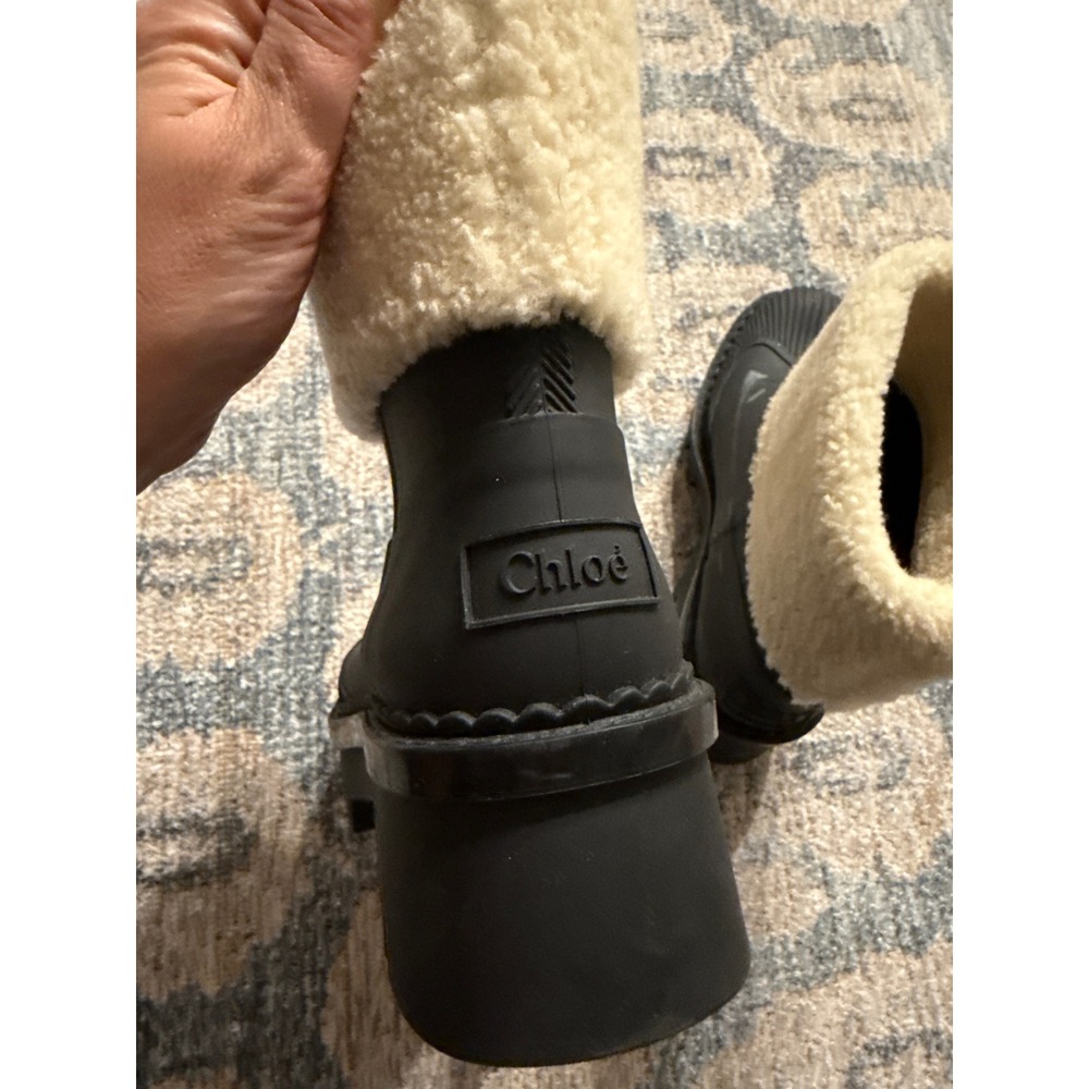 Chloe Raina Shearling-trimmed Ankle Boots In Black Size EU 39 US 8.5 - Picture 2 of 6